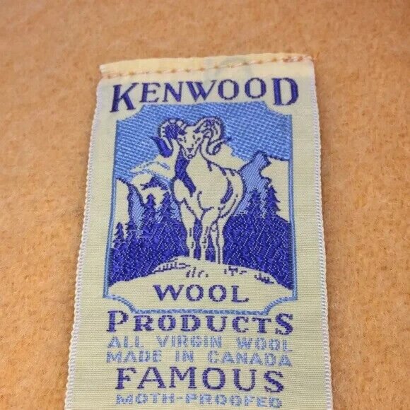 Vintage Pure Virgin Wool Twin Blanket Kenwood Famous Products Ribbon Edging Gold - Picture 4 of 7